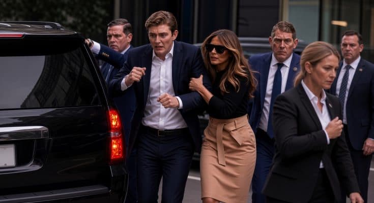 (-) BREAKING: Melania, Barron Trump RUSHED To Safety After